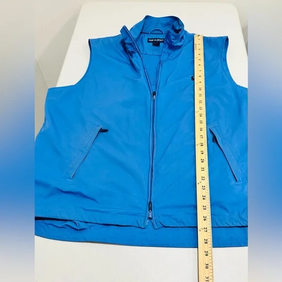 Polo Golf Ralph Lauren Vest Large Blue Full‎ Zip Windbreaker Mesh Lined Jacket - Picture 5 of 6